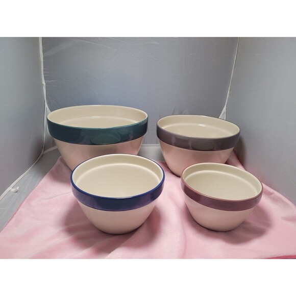 COPY - 4 Blue Rim Nesting Mixing Bowls Set Over & Back Inc. Indoor Outfitters P… - Picture 5 of 12